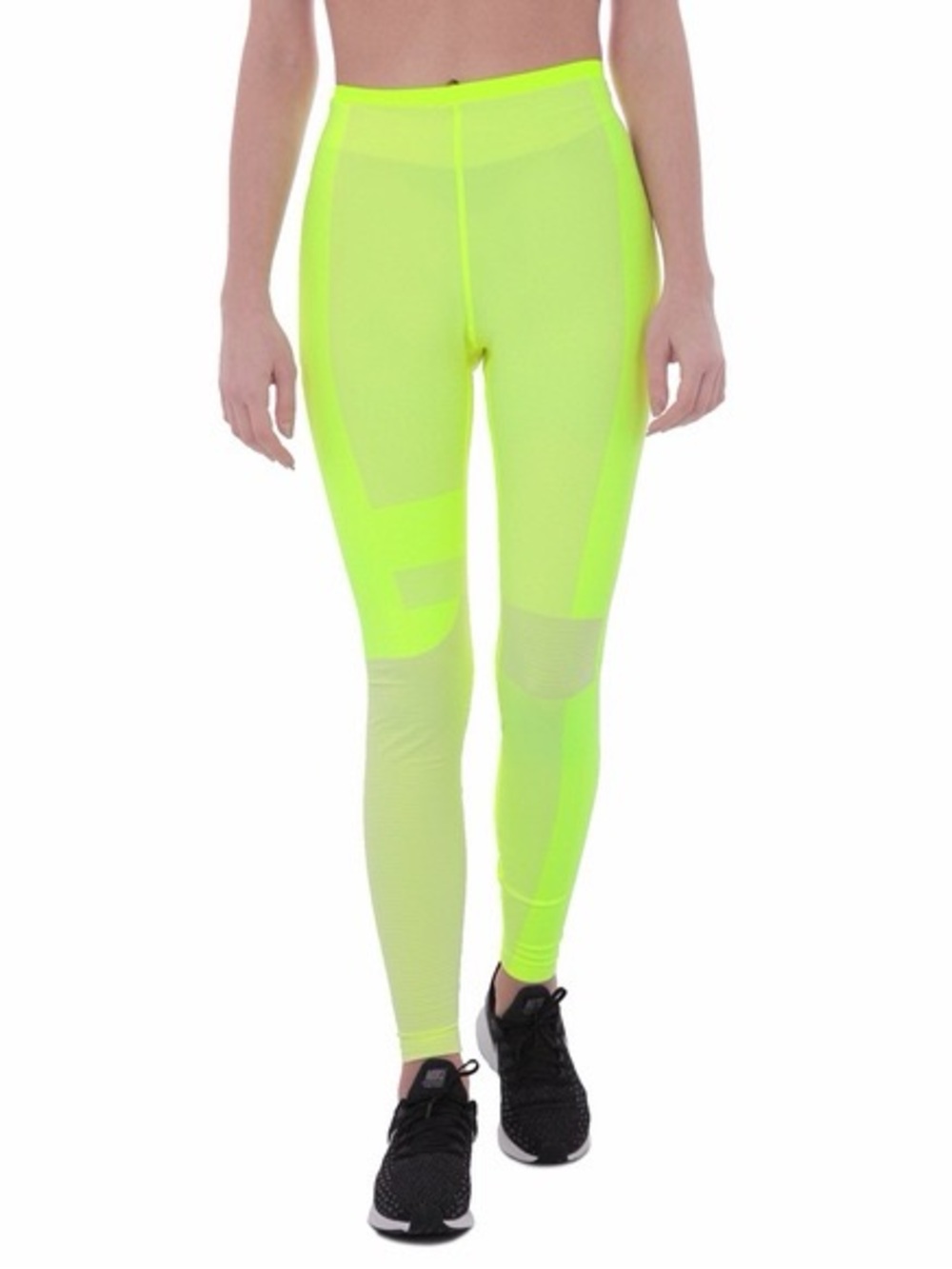 Nike Neon Yellow High-Waist Mesh-Panel Leggings
